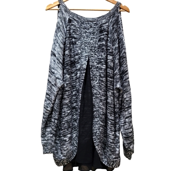 4X TORRID Marled Pullover Cotton Blend Cold Shoulder Long Sleeve Sweater - Picture 6 of 8